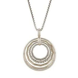David Yurman Stax Medium Round Pendant Necklace with Diamonds